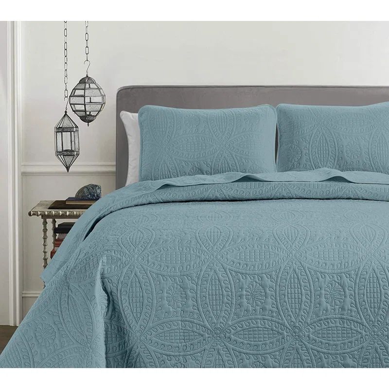 Austin Blue King Microfiber Reversible Bedspread Set