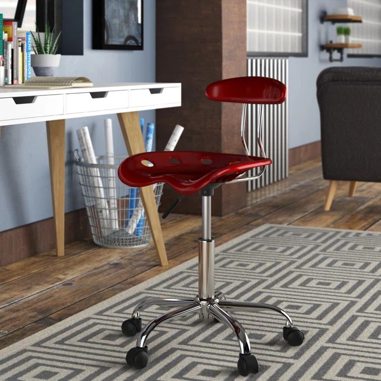 Vibrant Wine Red Tractor Seat Swivel Task Chair with Chrome Base