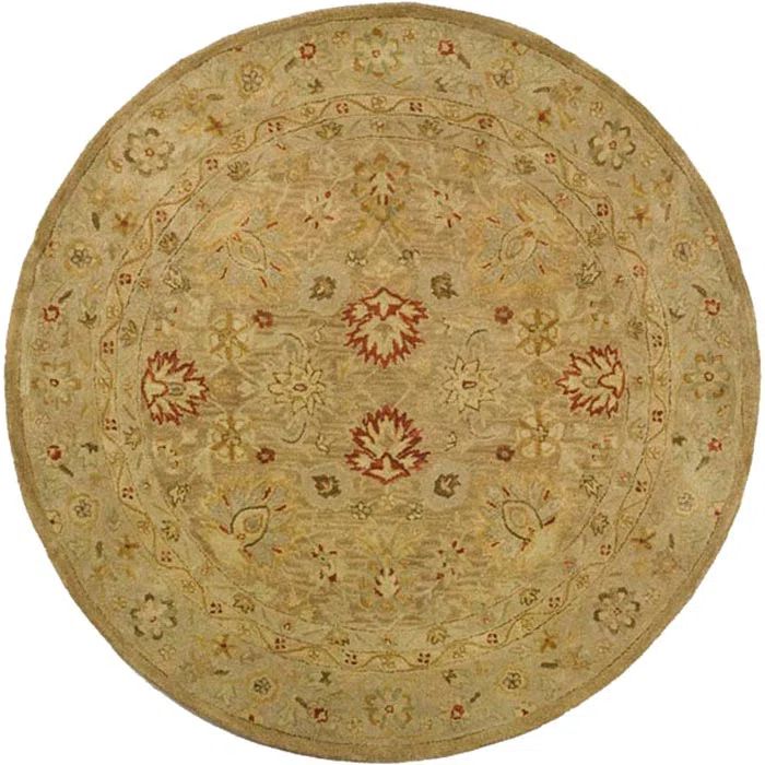 Handmade Round Brown and Beige Wool Tufted Rug