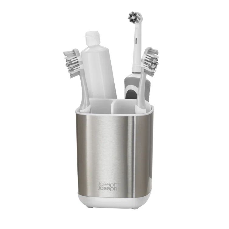 Compact Stainless Steel Toothbrush Holder with Ventilation