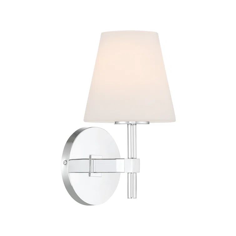 Chrome Dimmable Vanity Light with White Glass Shade