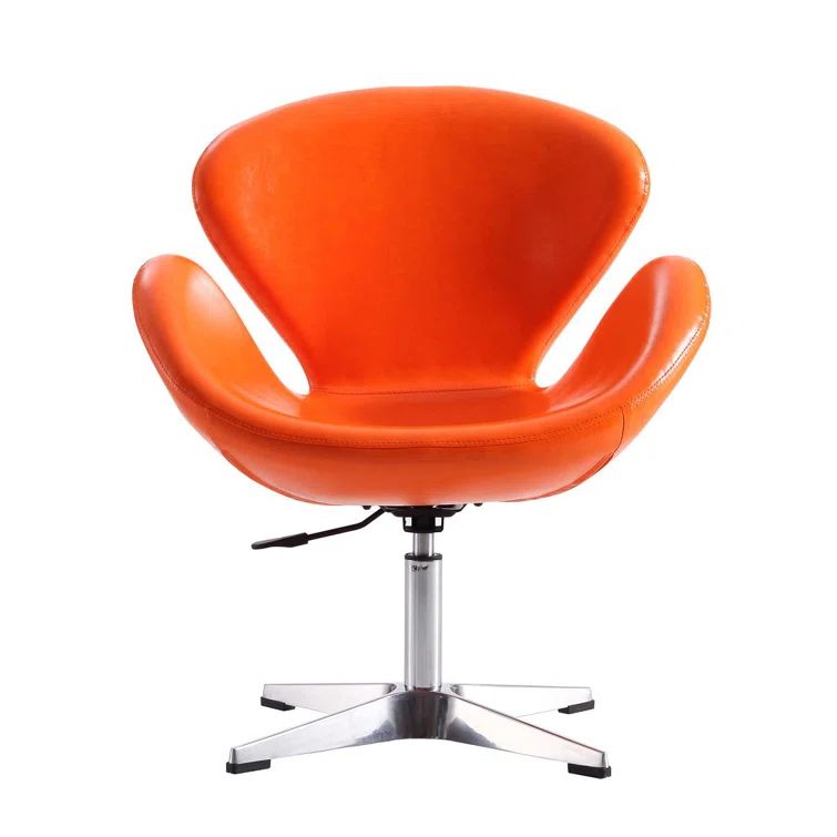 Tangerine Faux Leather Adjustable Swivel Chair with Metal Base