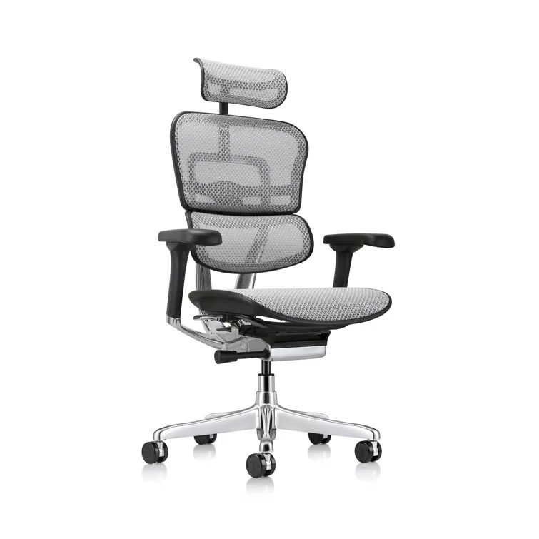 Grey Luxe Mesh & Leather High-Back Executive Swivel Chair