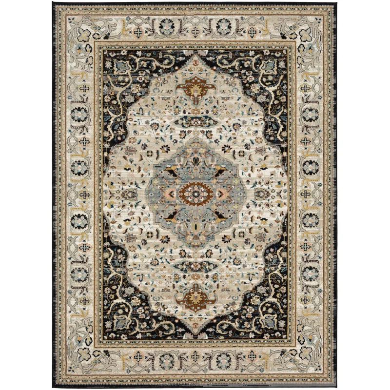 Chronos Black Rectangular Stain-Resistant Area Rug