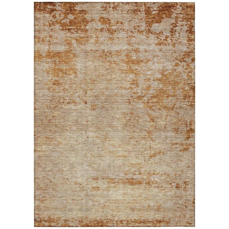 Addison 9' x 12' Red Synthetic Abstract Washable Rug