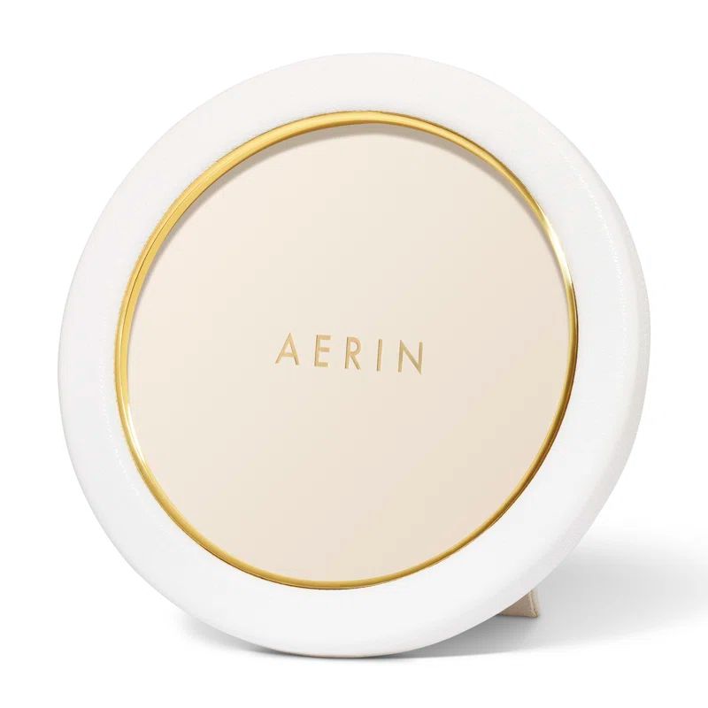 Shadow White Round Leather Picture Frame with Glass Protector