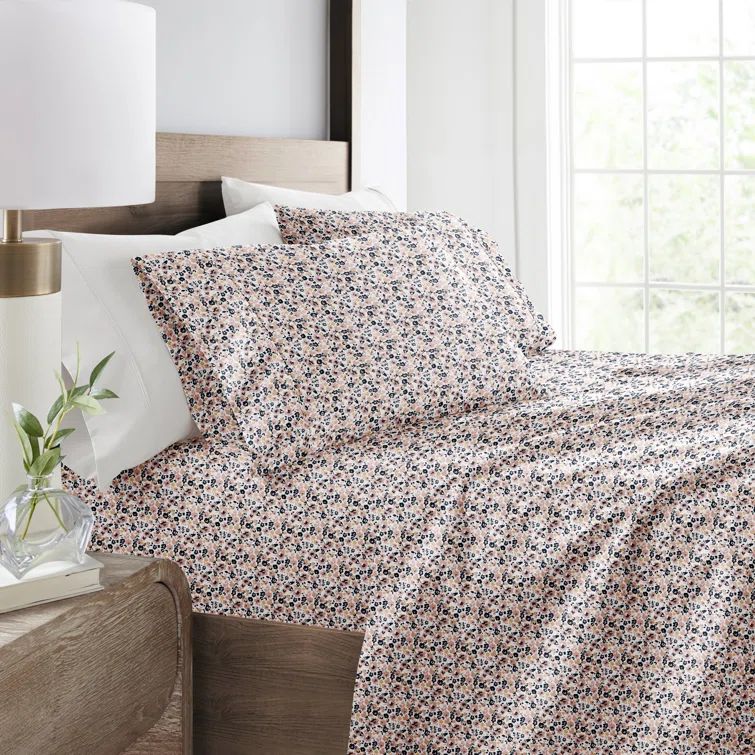 Mauve Floral Microfiber Full Sheet Set for Kids