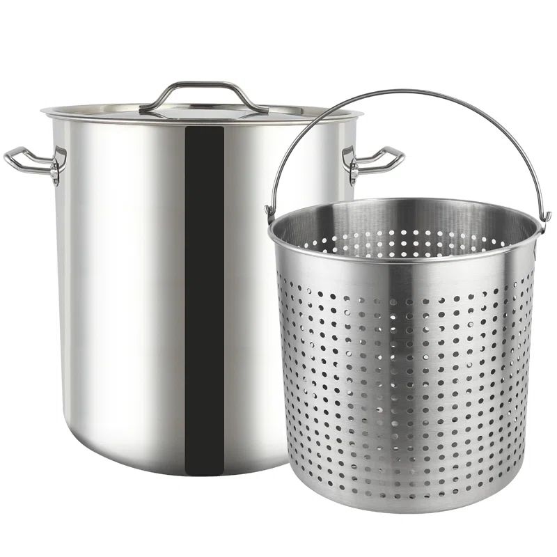 84-Quart Stainless Steel Stock Pot with Basket Insert