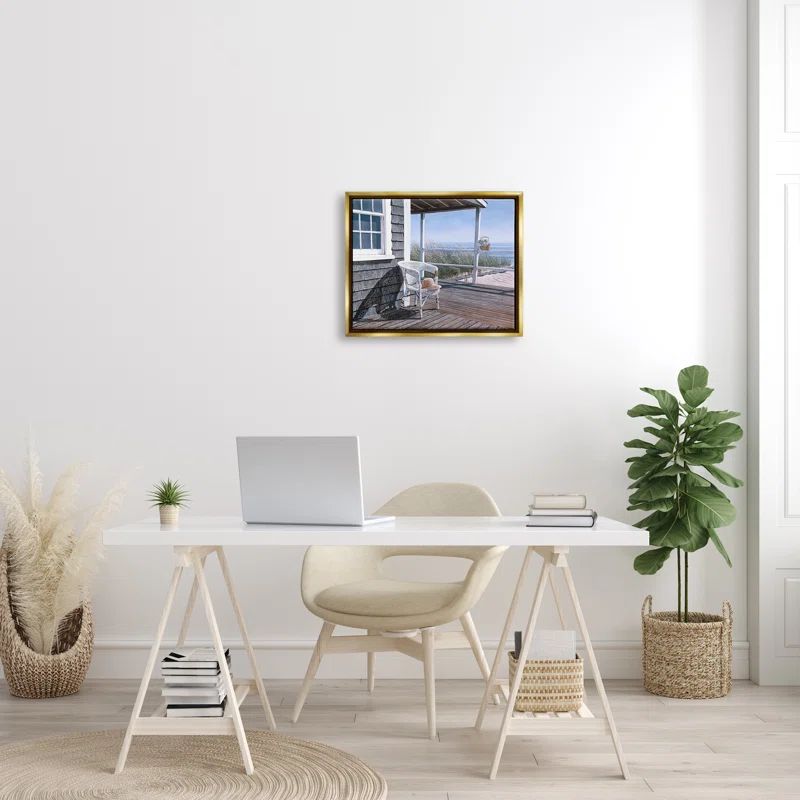 Gold Framed Coastal Landscape Canvas Print, 21" x 17"