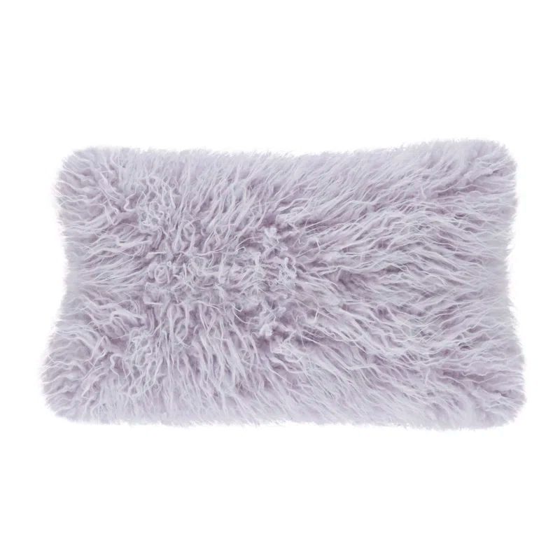 Lavender Faux Mongolian Fur Rectangular Throw Pillow