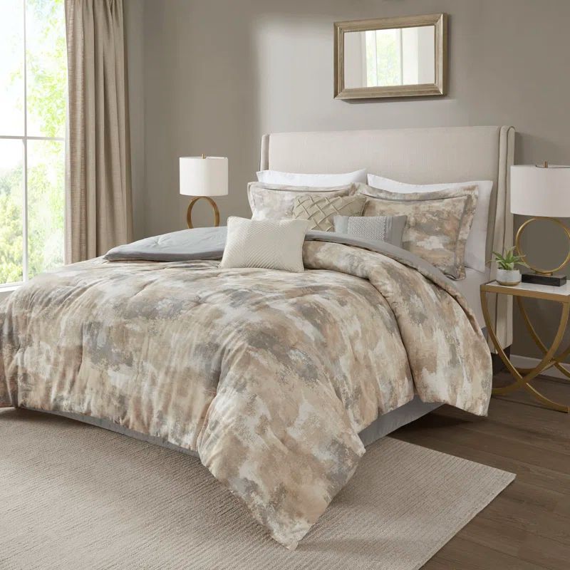 Beacon King Gray Microfiber 7-Piece Comforter Set