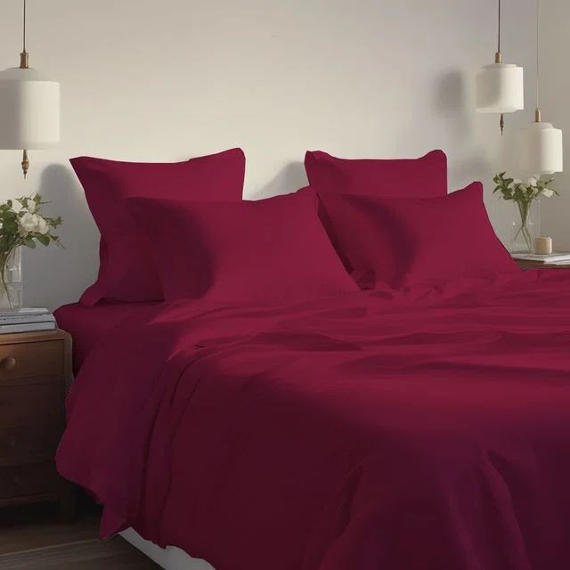 Luxurious Burgundy Bamboo Blend Twin Bed Sheet Set