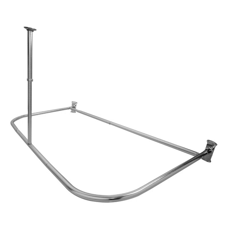 Chrome 60" D-Shape Ceiling Mounted Shower Curtain Rod
