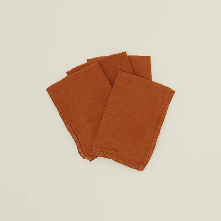Terracotta Belgian Linen Square Napkin Set of 4