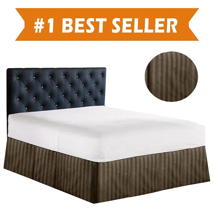 Chocolate Brown Twin Polyester Tailored Bed Skirt with Split Corner