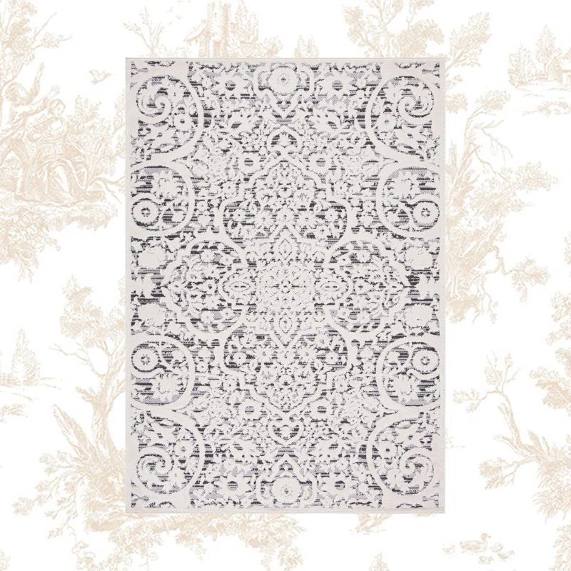 Cabana Ivory and Gray Geometric Indoor/Outdoor Rug
