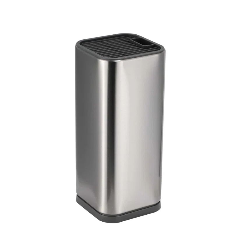 Silver Stainless Steel Universal Knife Block Holder with Scissor Slot
