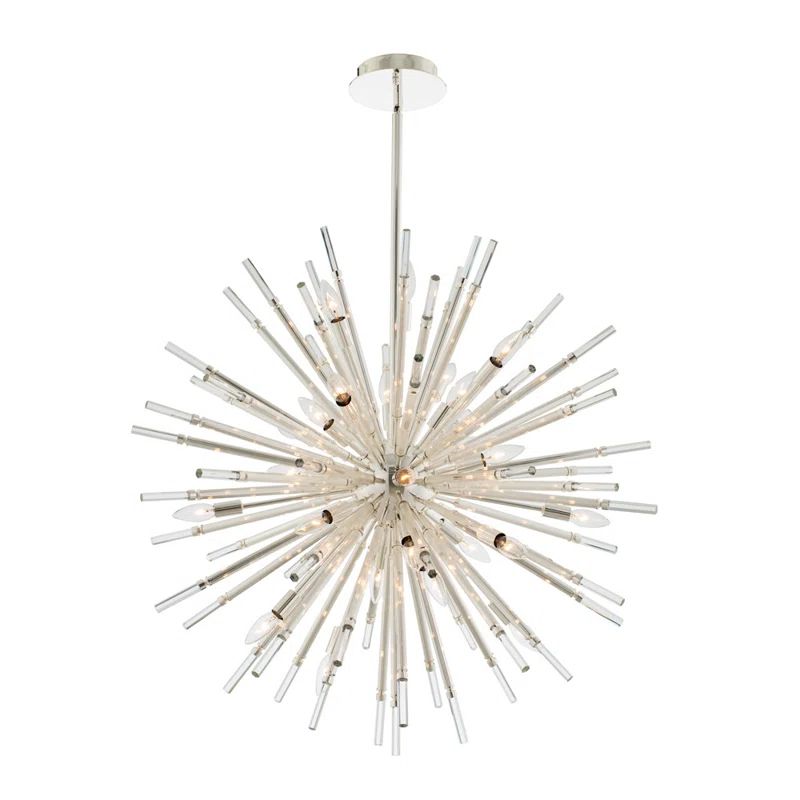 Sprazzo 28-Light Polished Silver Crystal Chandelier