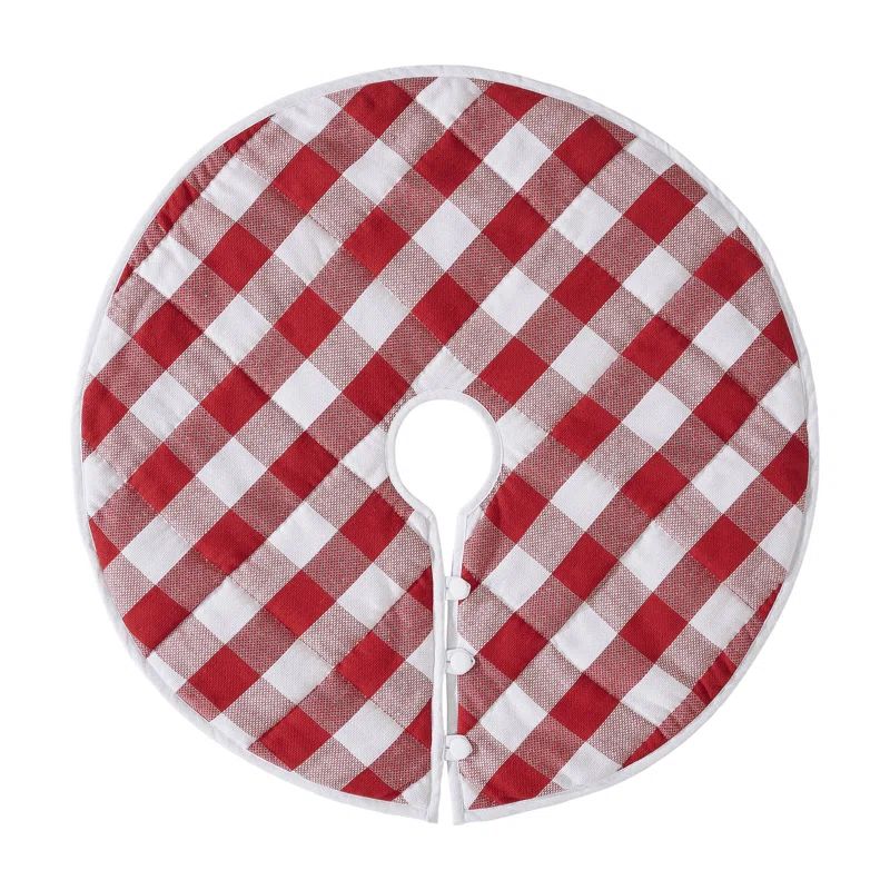 Classic Red and White Plaid Cotton Tree Skirt 36"
