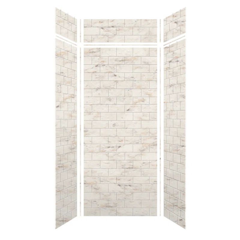 Biscotti Marble 96" Tall Subway Tile Shower Wall Kit