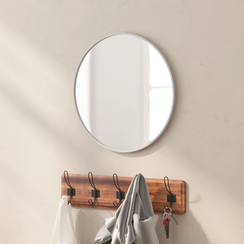 20" Round Silver Metal Wall Mirror