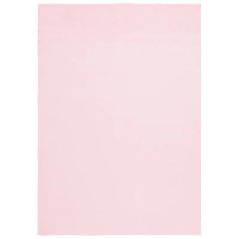 Pink Faux Rabbit Fur 5' x 7' Machine Washable Area Rug