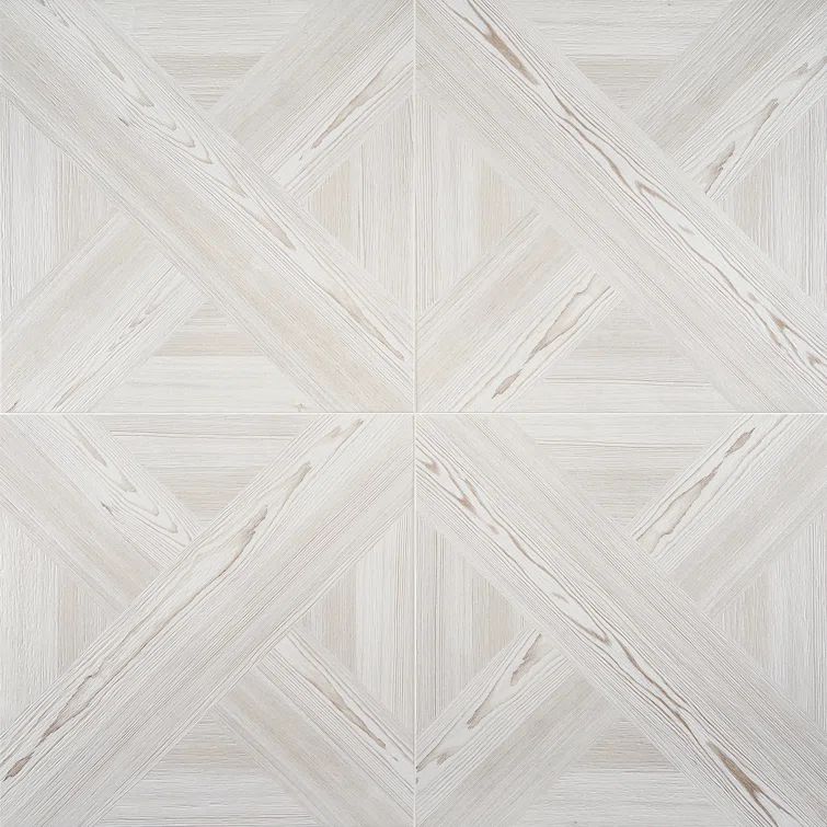 Large Format White Porcelain Wood Look Floor Tile