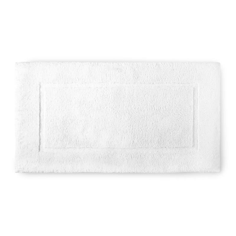 Extra-Large White Cotton Bath Rug with Memory Foam Insert