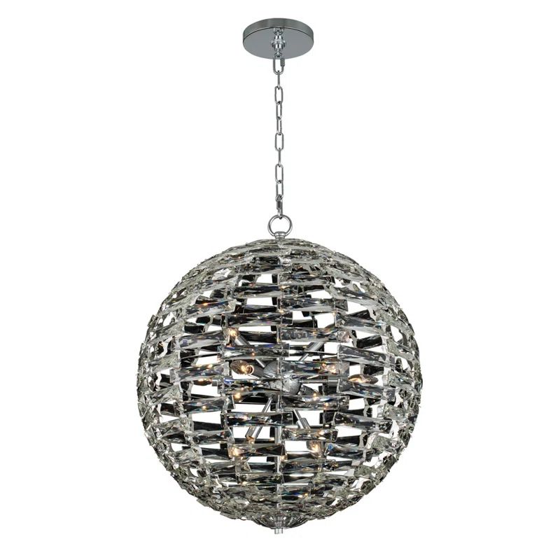 Alta 36" Polished Chrome Crystal Globe Pendant Light