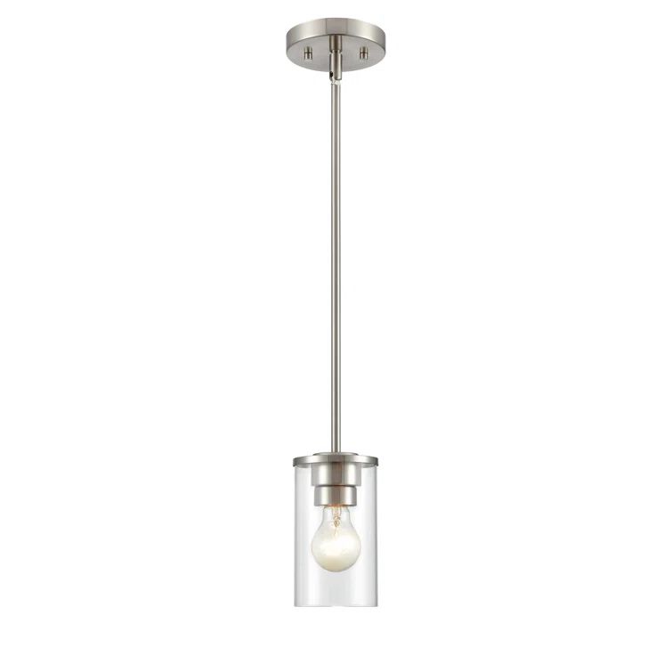 Brushed Nickel Glass 1-Light Pendant
