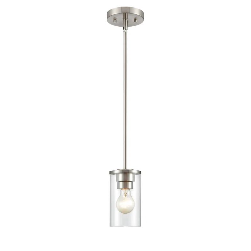 Brushed Nickel Glass 1-Light Pendant