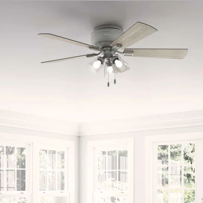 Matte Silver 52" Low Profile Ceiling Fan with LED Light