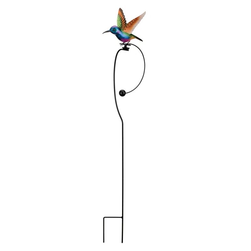 Purple Coronet Rocker Hummingbird Outdoor Garden Stake