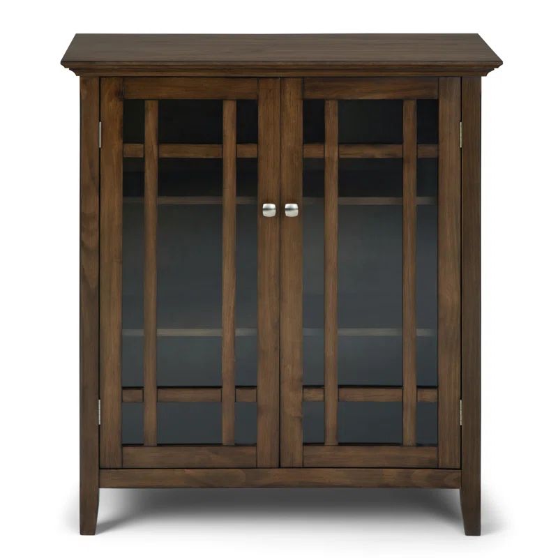 Rustic Natural Aged Brown Freestanding Office Storage Cabinet with Adjustable Shelving
