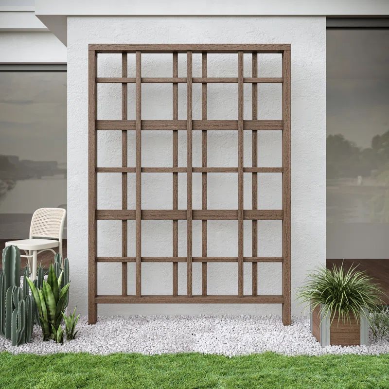 Espresso Brown 84'' H x 60'' W Modern Vinyl Garden Trellis