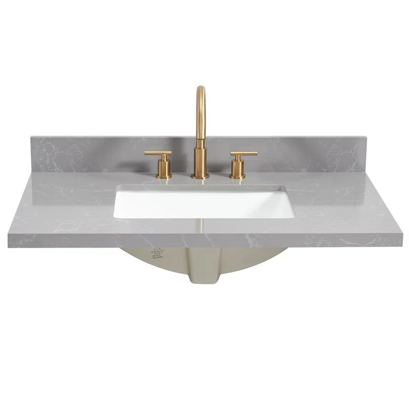 Jaen 37'' Reticulated Gray Composite Stone Bathroom Vanity Top with Sink