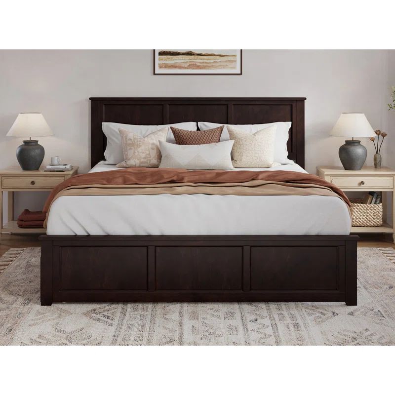 Espresso King Solid Wood Platform Bed with Storage Drawers