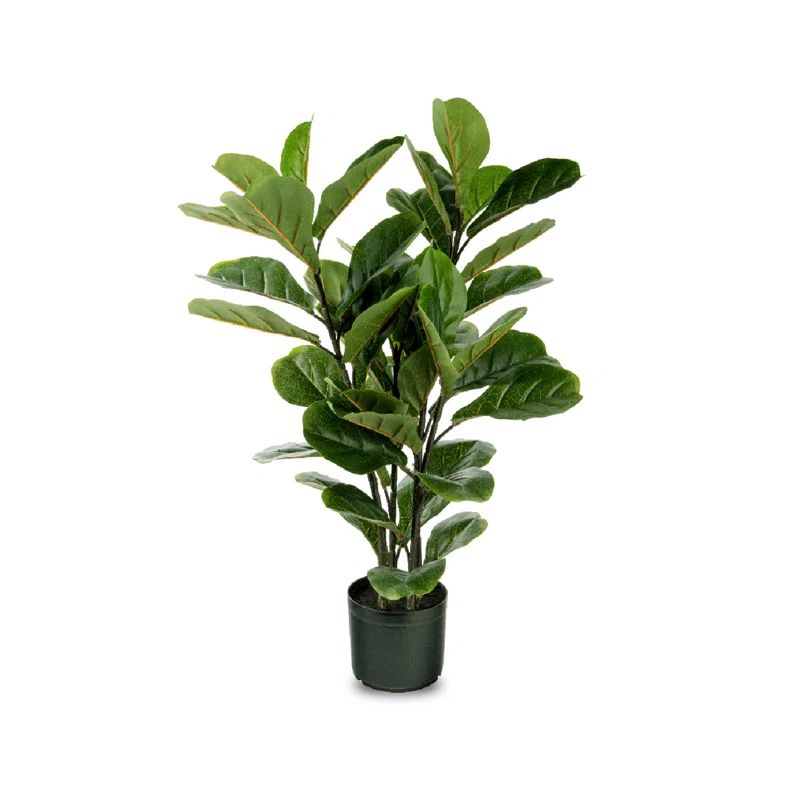 35'' Green Plastic Fiddle Leaf Fig Potted Floor Plant