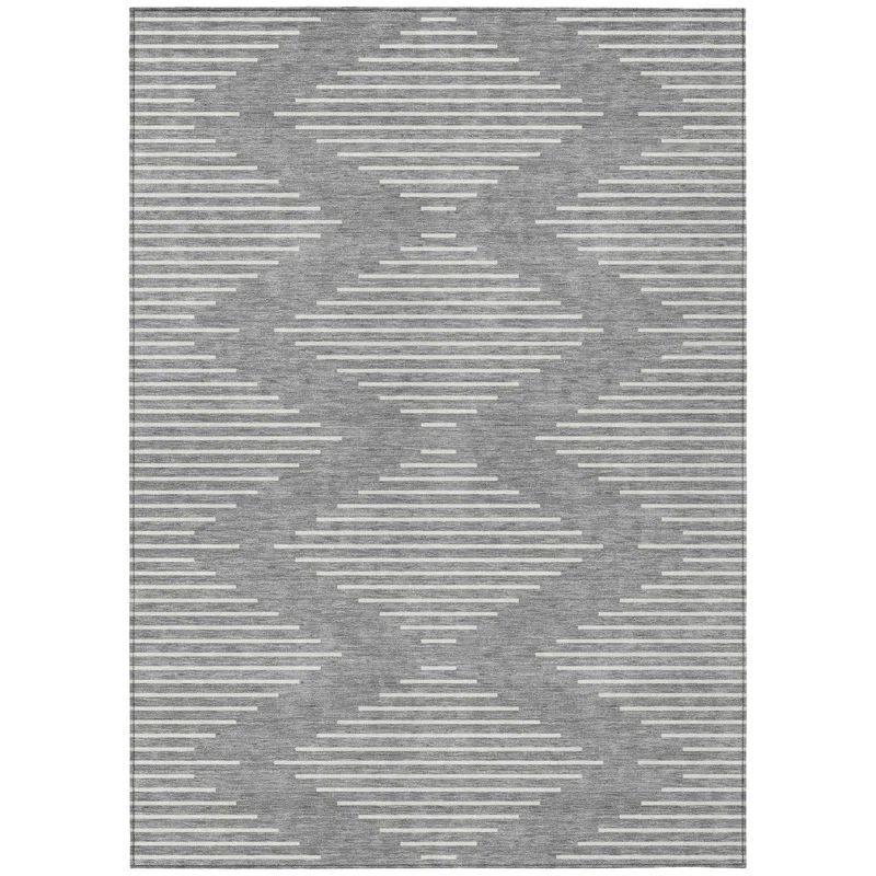 Gray Geometric Flat Woven Synthetic Area Rug 5' x 7'