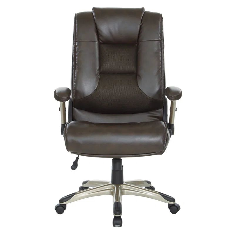 Espresso Executive Leather Office Chair with Adjustable Arms