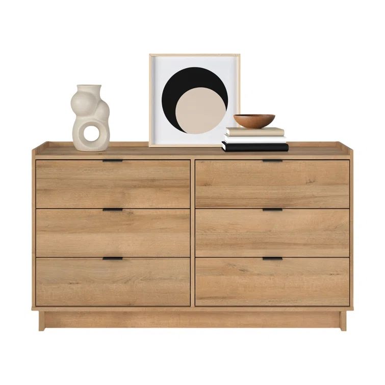 Prepac Modern Double Oak Dresser with Flush-Mount Drawers