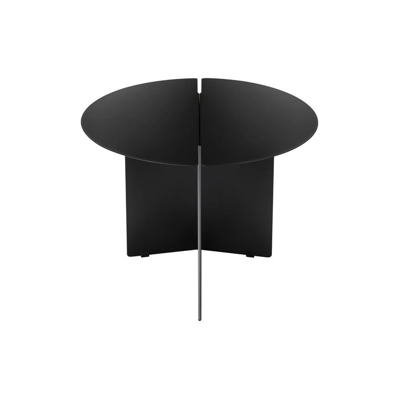 Black Powder Coated Metal Round Side Table, 40 cm Height