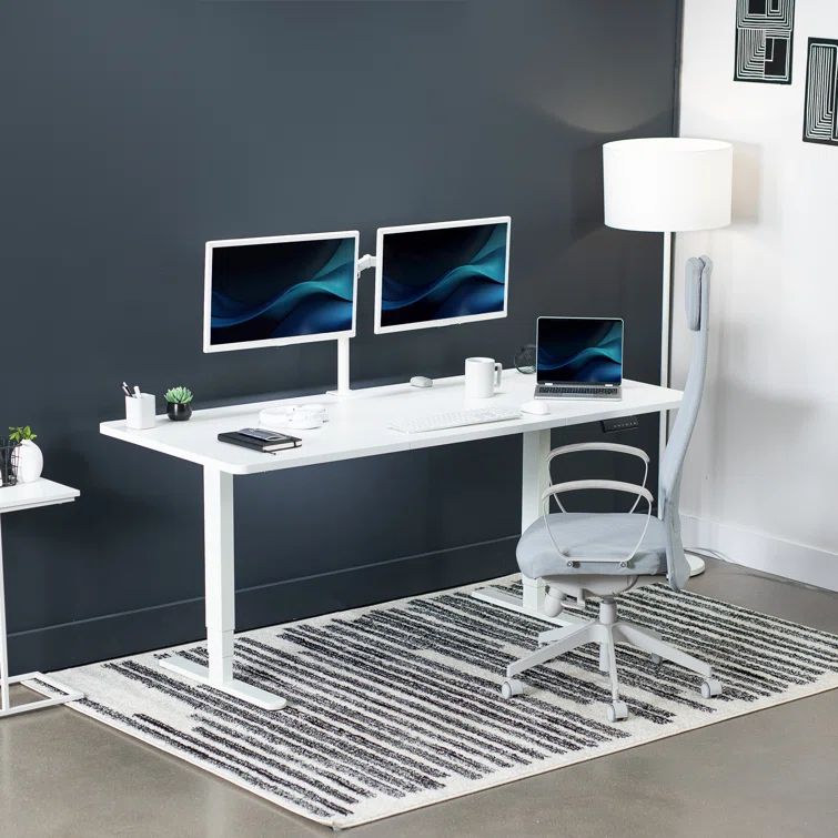 Elevate Dual Motor Electric Adjustable Height Desk, White Steel Frame