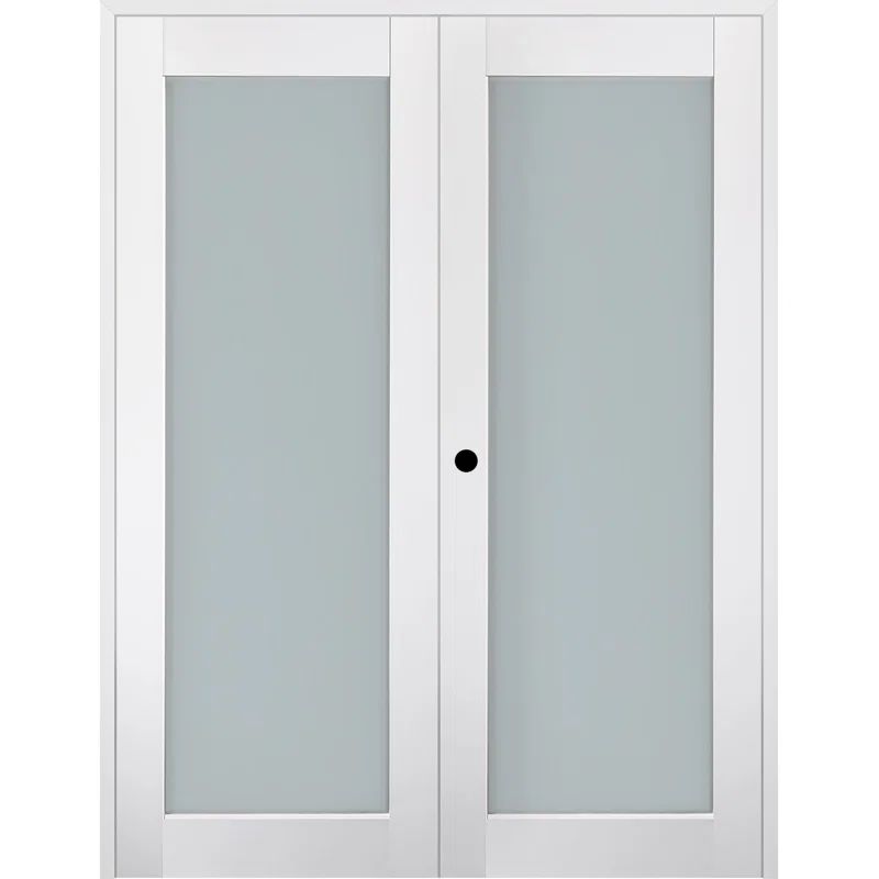 Right-Handed Solid Pine and Frosted Glass French Door