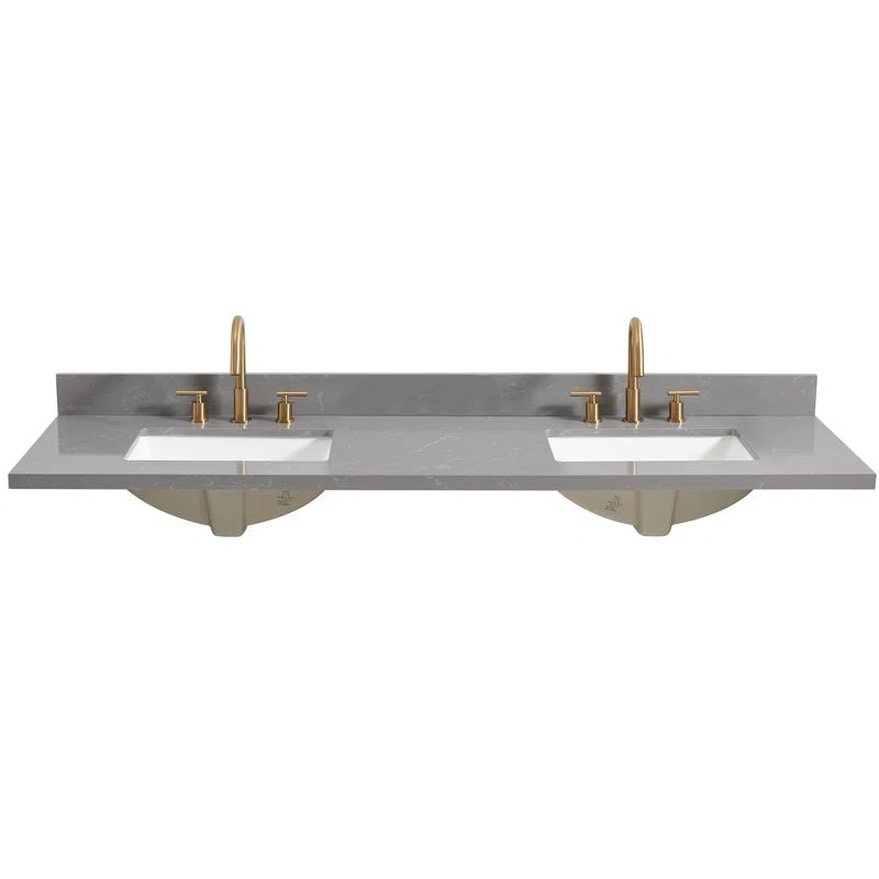 Jaen 73'' Reticulated Grey Stone Double Sink Vanity Top