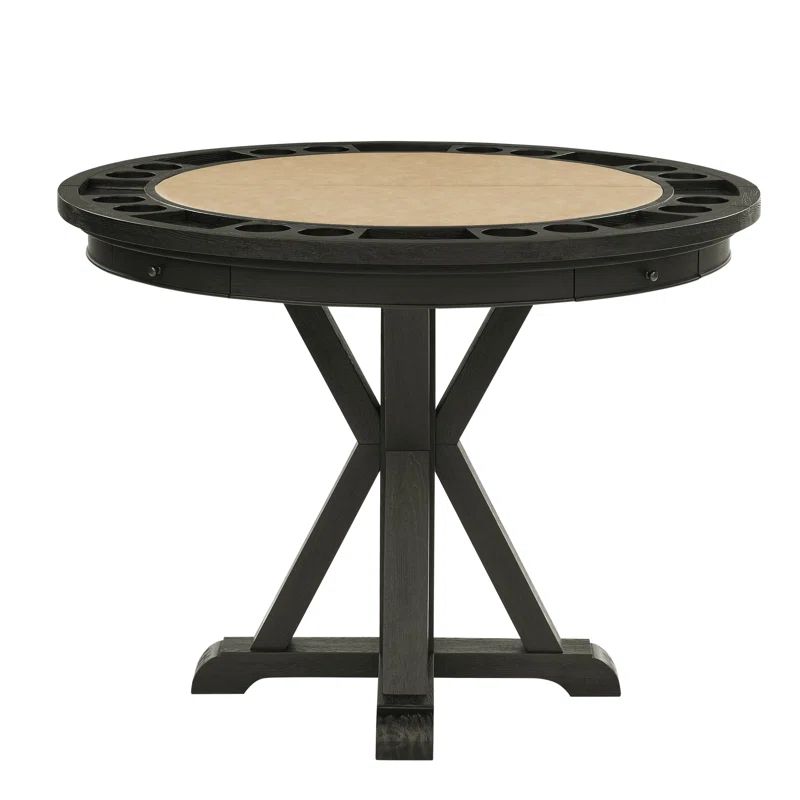 48" Black and Sand Rustic Oak Veneer Counter Height Table