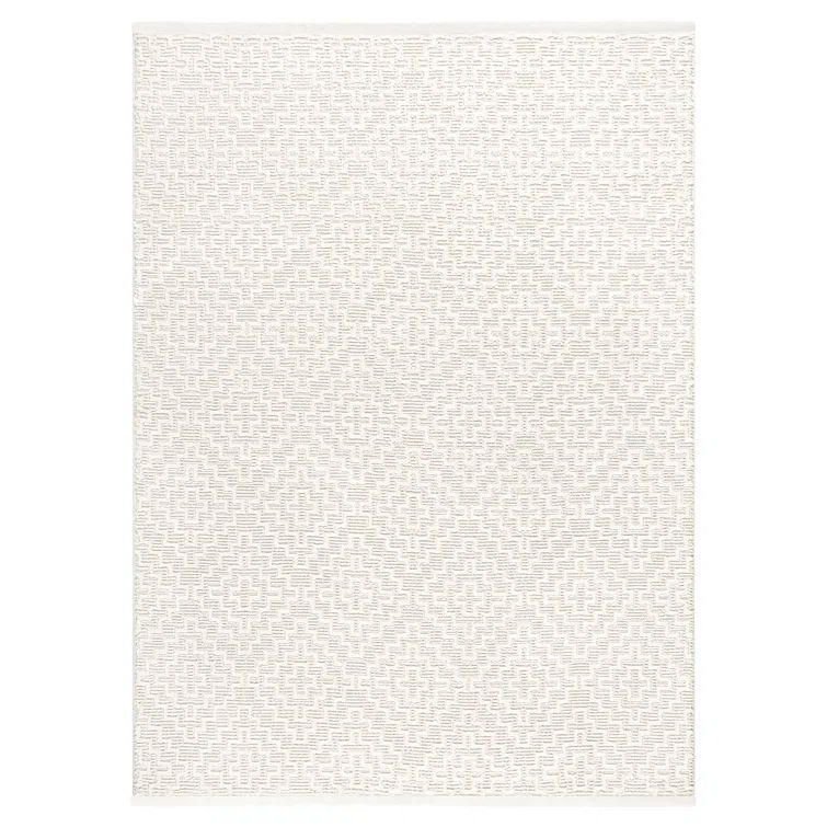 Ivory Rectangular Synthetic Reversible Washable Area Rug 6' x 9'