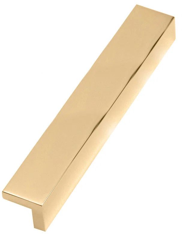 Polished Brass Modern Finger Cabinet Pull with Mounting Hardware