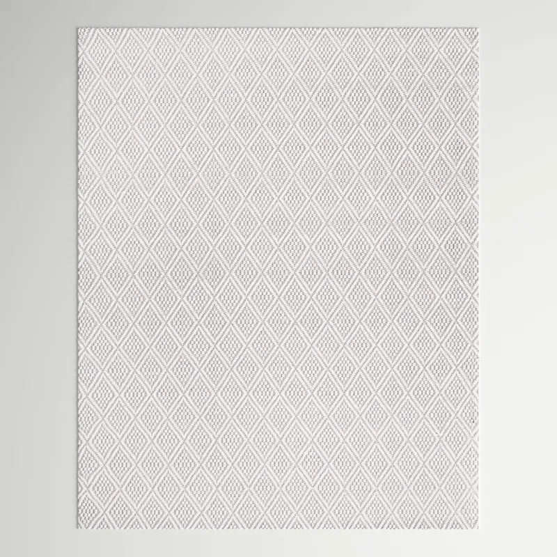 Ivory Geometric Flatweave Wool Area Rug, 3' x 5'