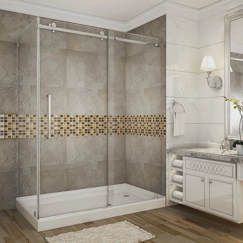 Moselle 60" Clear Tempered Glass Frameless Sliding Shower Enclosure